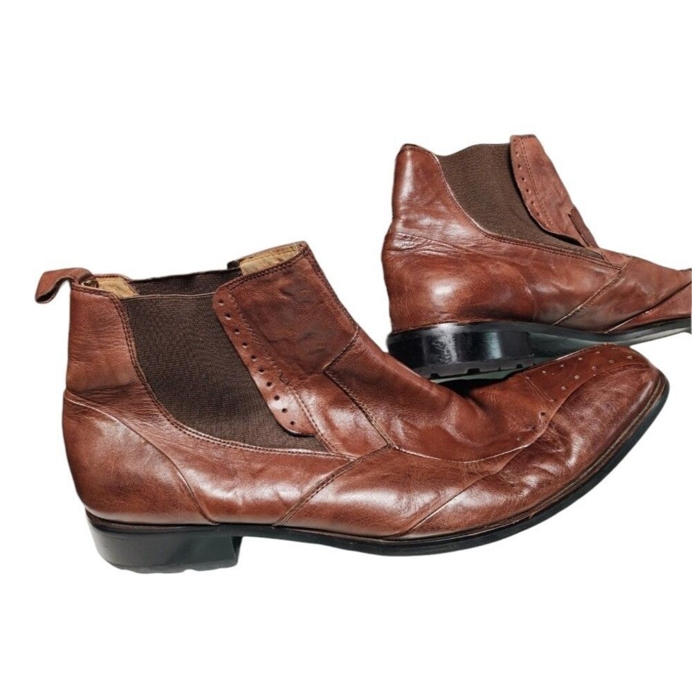 Stacy Adams Vintage Brown Leather Dress Ankle Boots Size 13 Chelsea